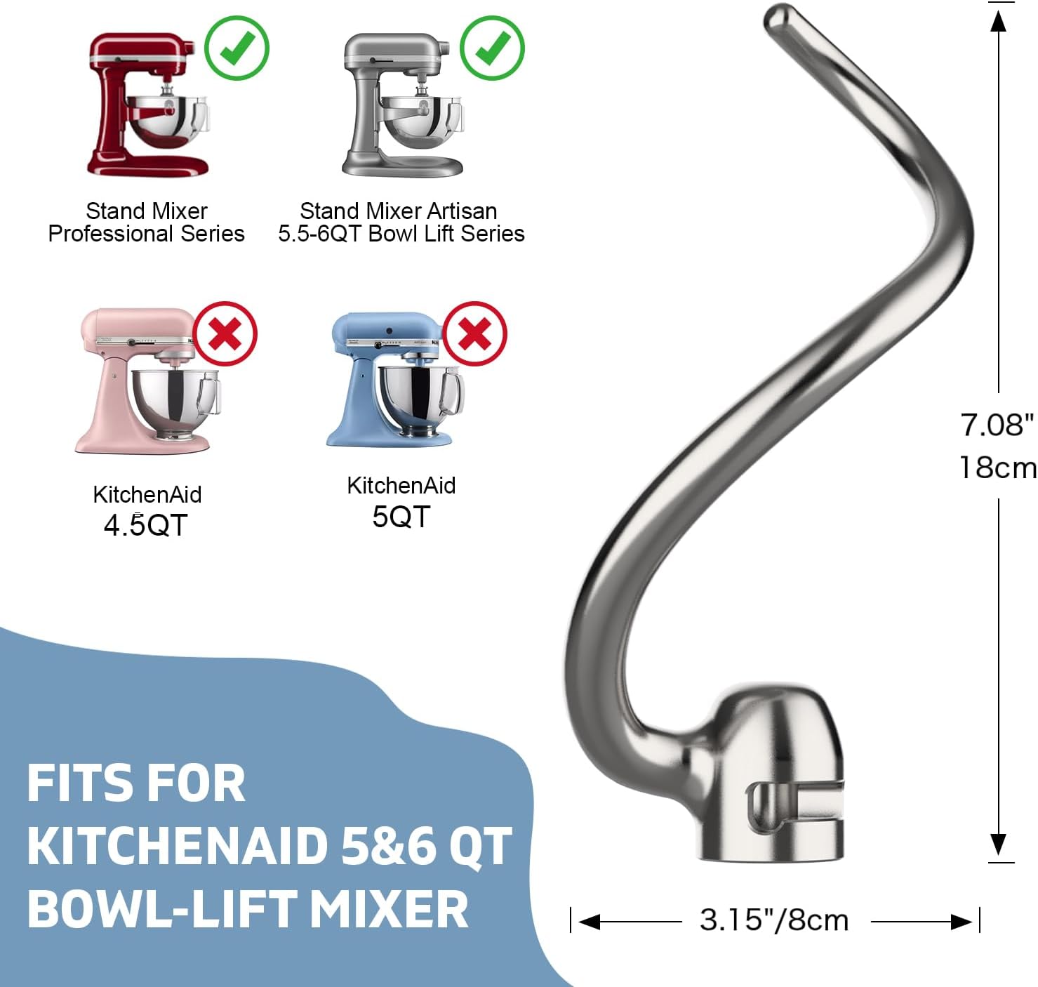 Crochet à pâte en acier inoxyd - Kitchenaid Mixer Pro 600 avis et prix